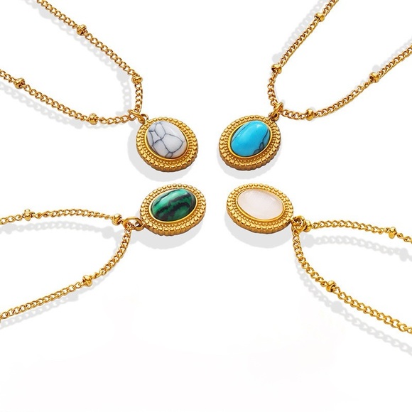 Jewelry - 💎4 Necklaces For $59*Gemstone Necklaces*18K Gold Plated Turquoise Opal Howlite
